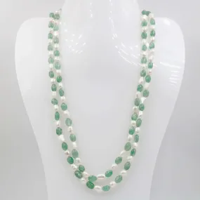Aventurine & Fresh Water Pearl Necklace Gemstone Necklace Beaded Necklace Long Necklace Indian Necklace Sarafa Necklace SKU: 6143048