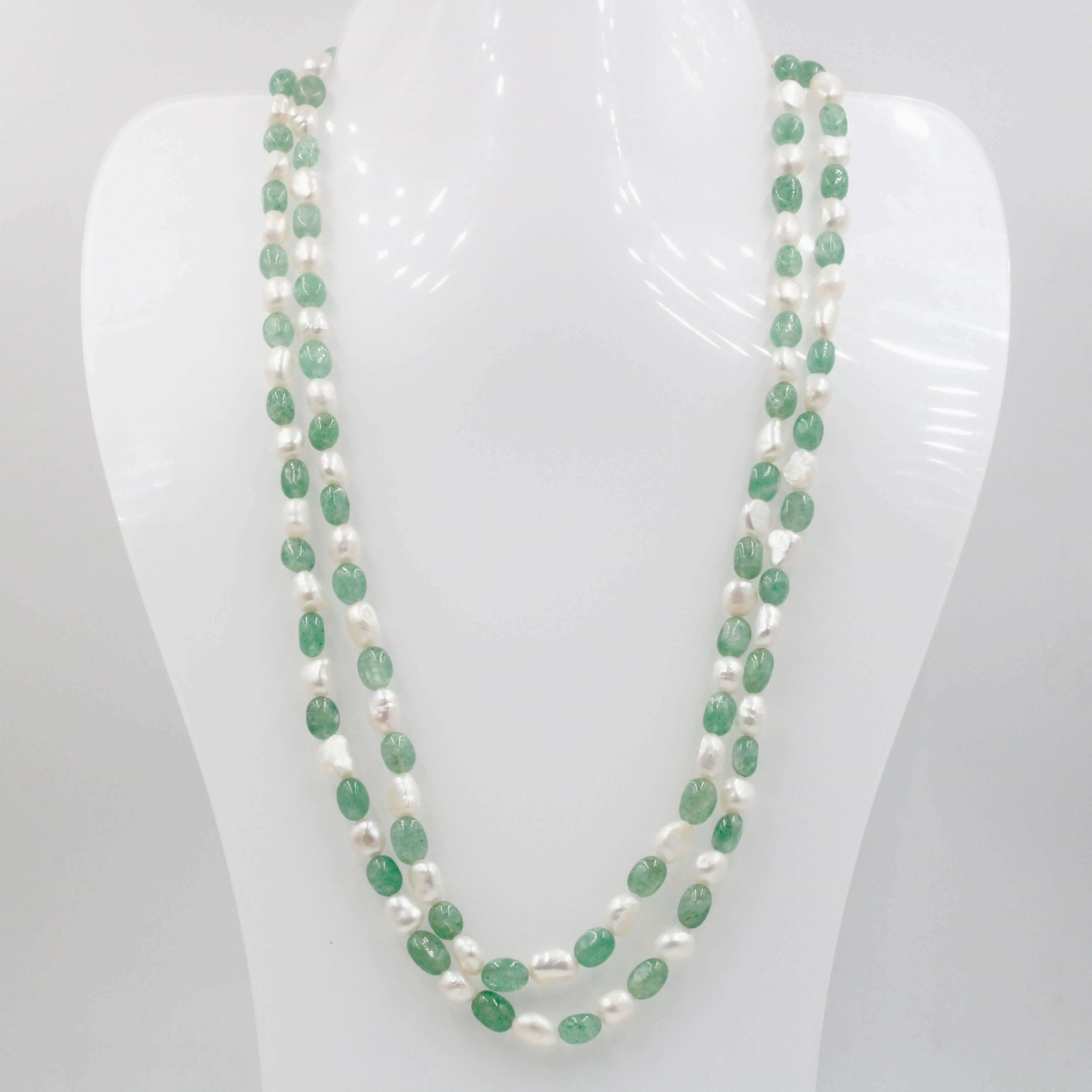 Aventurine & Fresh Water Pearl Necklace Gemstone Necklace Beaded Necklace Long Necklace Indian Necklace Sarafa Necklace SKU: 6143048