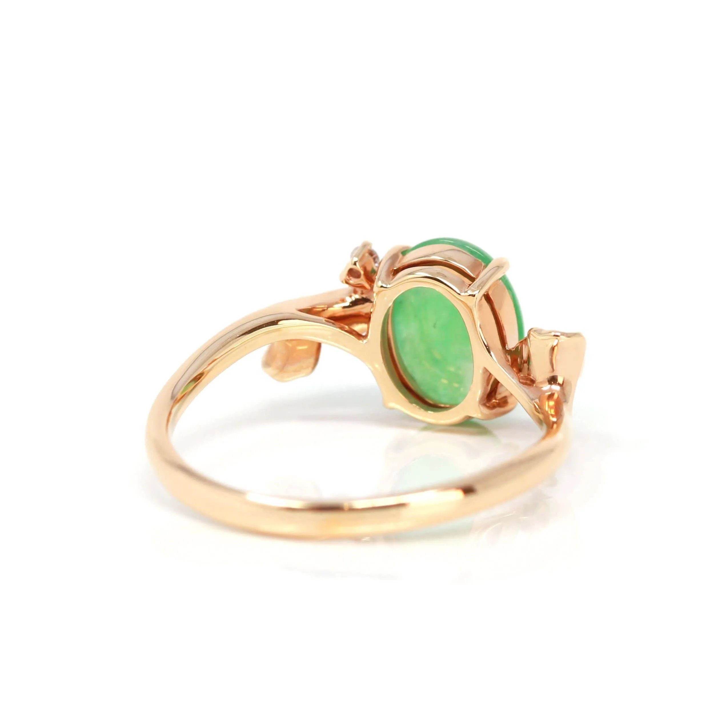 Baikalla™ "Aretha" 18k Rose Gold Natural Imperial Jadeite Morning Glory Engagement Ring