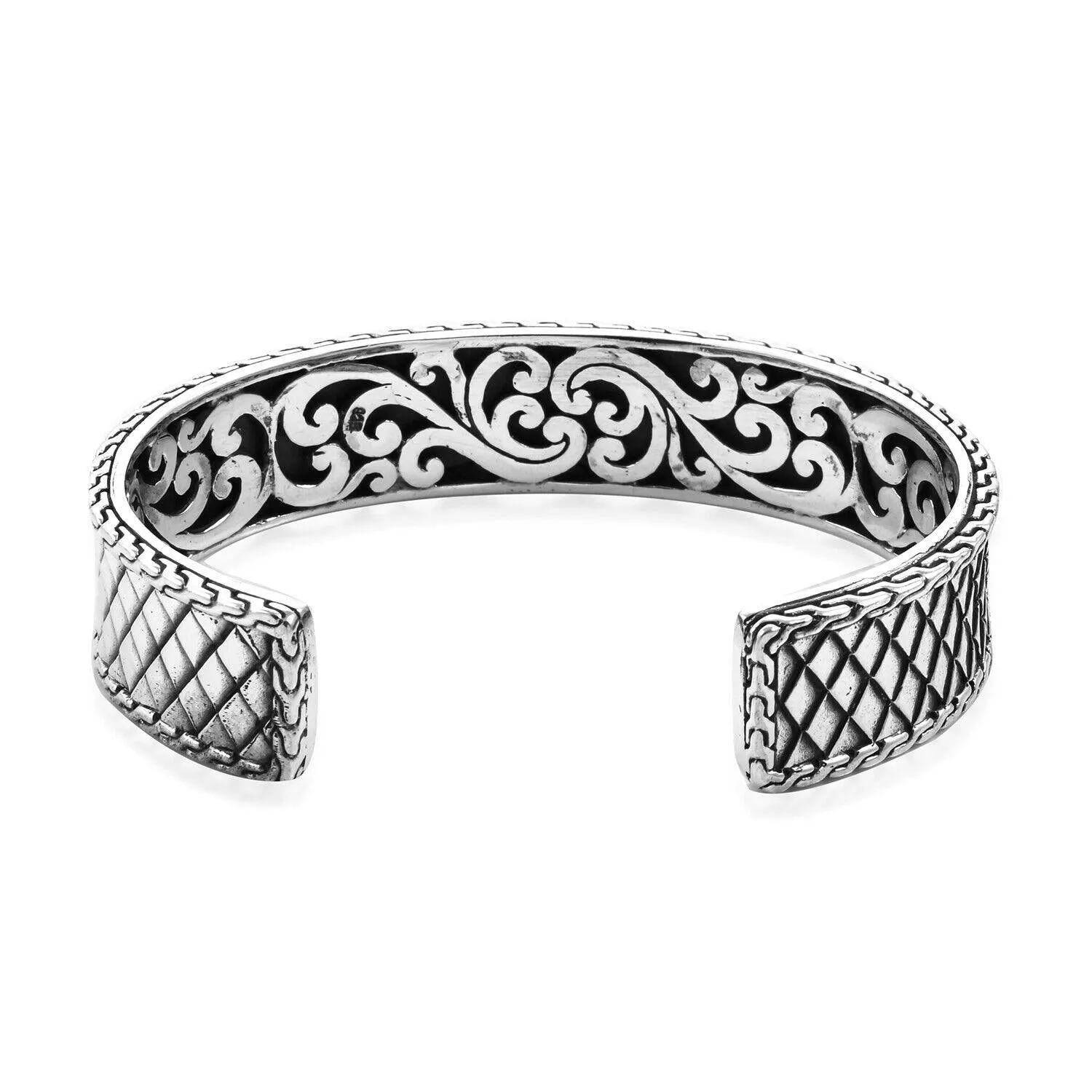 Balinese Sterling Silver Oxidised Cuff Bangle Bracelet