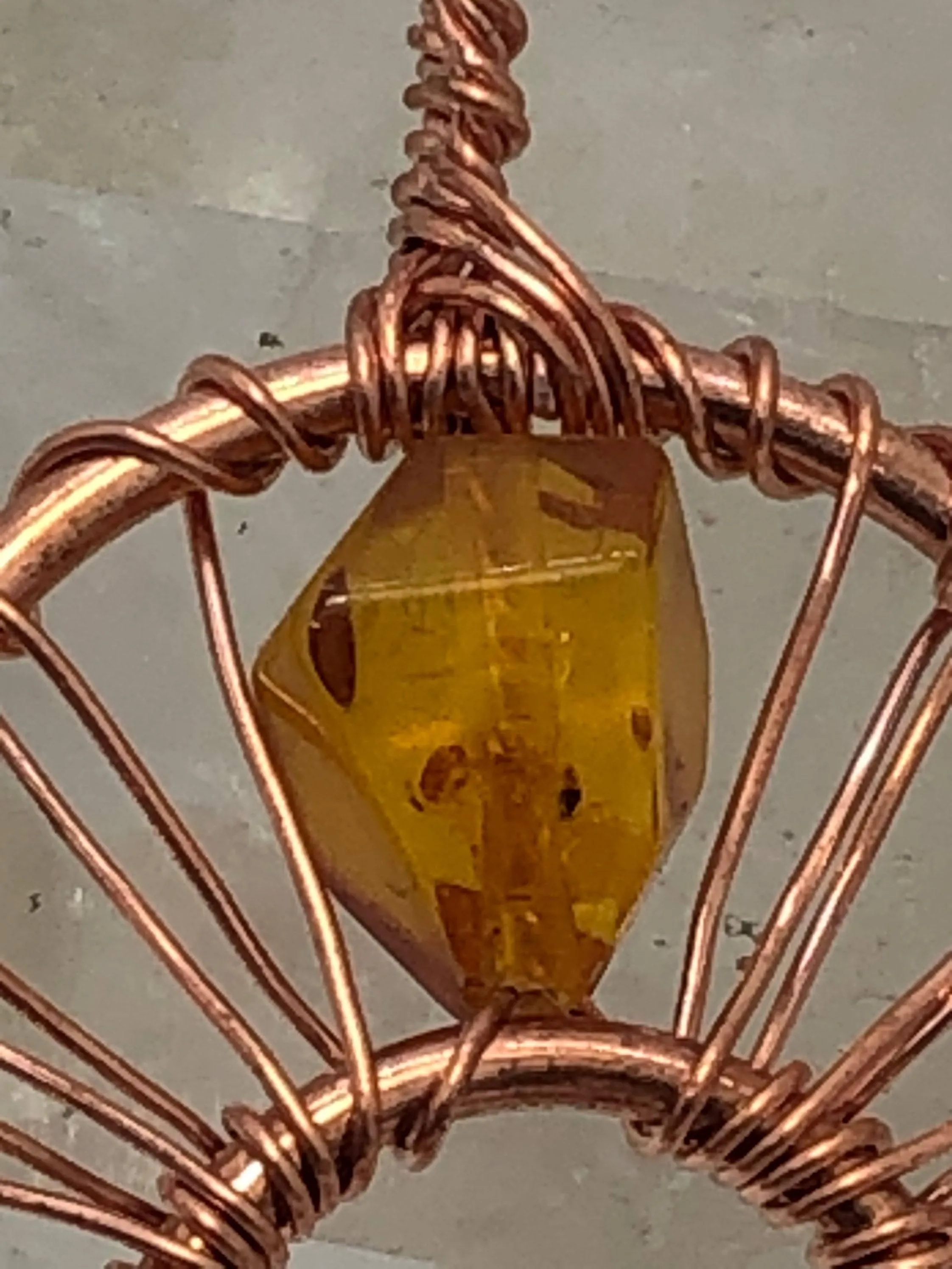 Baltic Amber Copper Egyptian Kemetic Coptic Cross  Ankh Wirewrapped Wearable Pendant Necklace