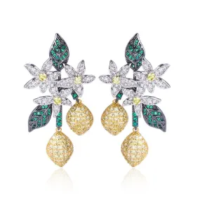 Beautiful Cubic Zircon Leaves Earrings for Wedding, Crystals Flower Dangle Earring for Prom, Women Girl Gift CE10774