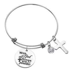 Bible Verse Bracelet <br> All Things Are Possible (Bangle)
