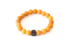 Black Cube Accent Egg Yolk Amber Bracelet