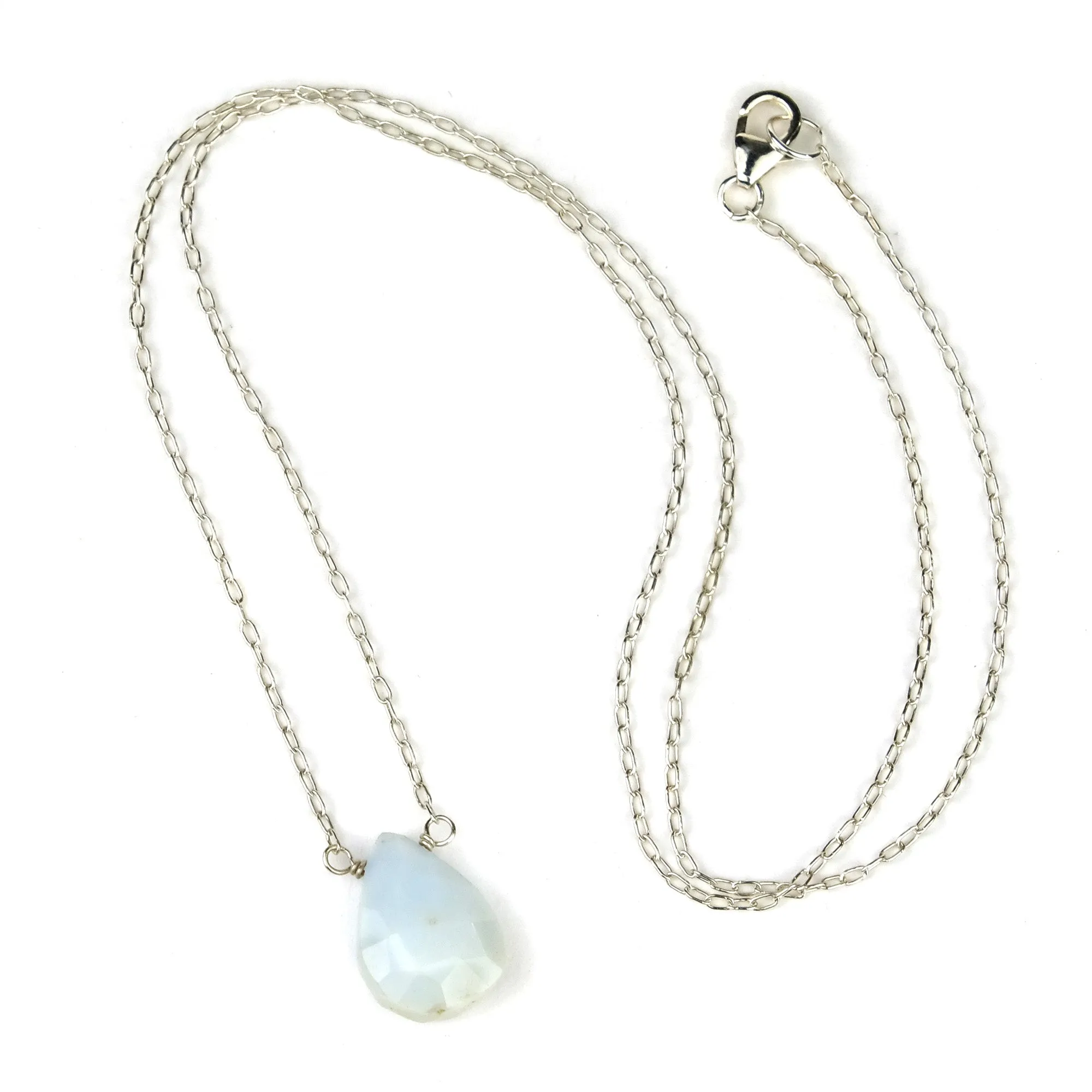 Blue Chalcedony on Sterling Silver Chain with Sterling Silver Trigger Clasp