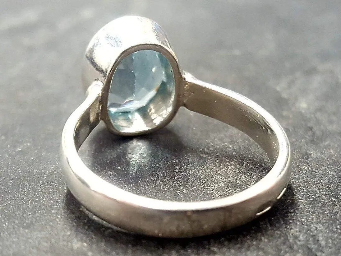 Blue Topaz Sky Ring - Genuine Topaz Ring - Blue Bezel Ring