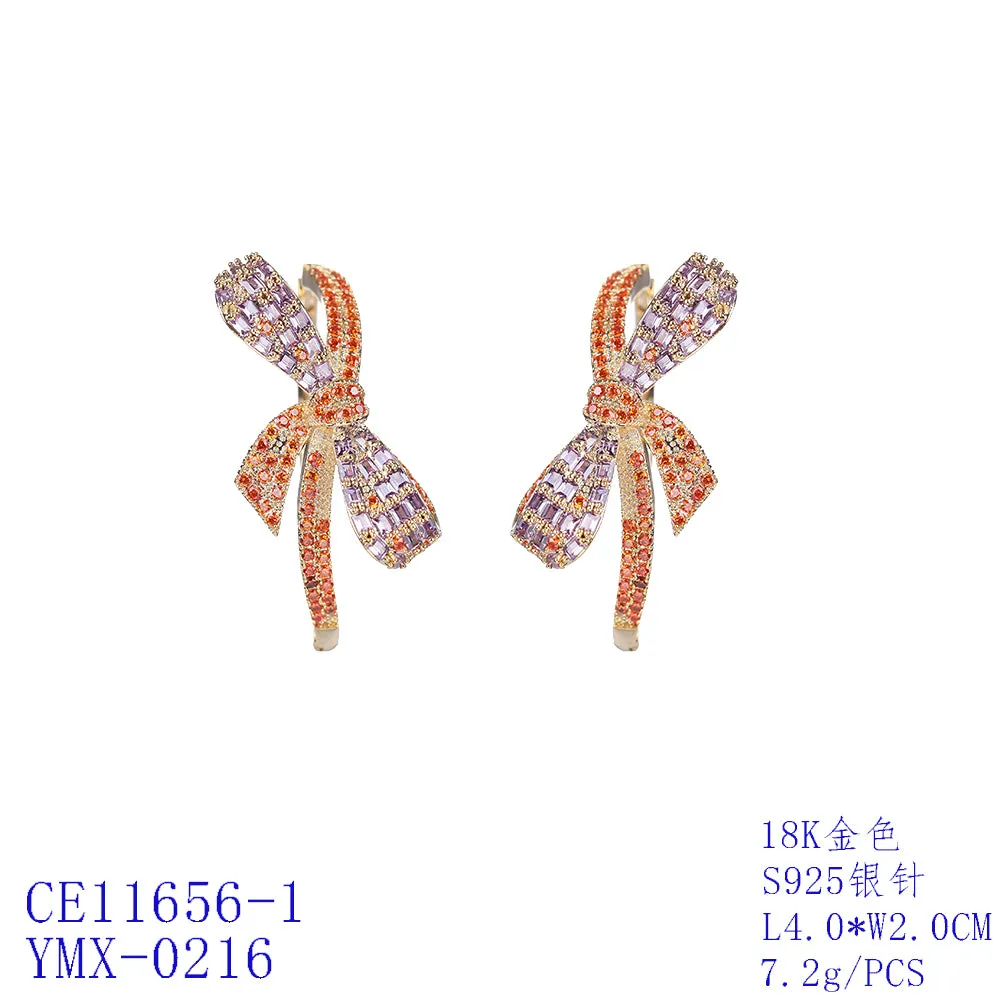 Bow Cubic Zircon Dangle Wedding Earring, Women Girl Accessories Jewelry CE11656
