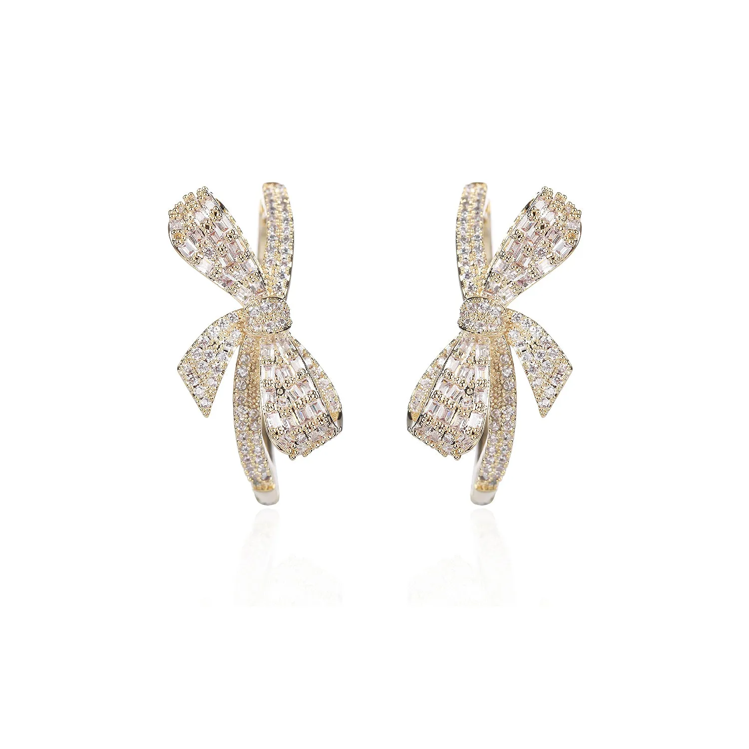 Bow Cubic Zircon Dangle Wedding Earring, Women Girl Accessories Jewelry CE11656