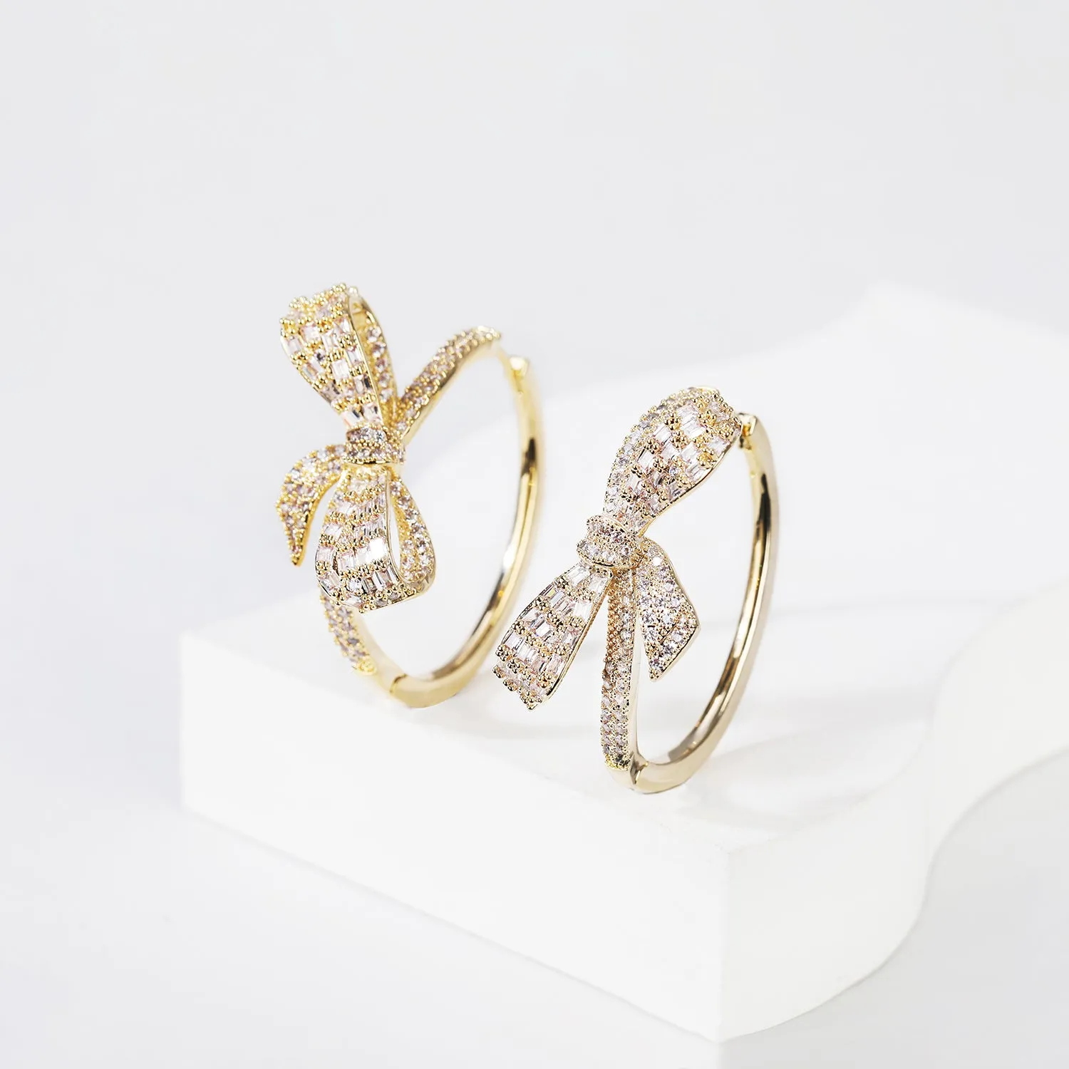 Bow Cubic Zircon Dangle Wedding Earring, Women Girl Accessories Jewelry CE11656
