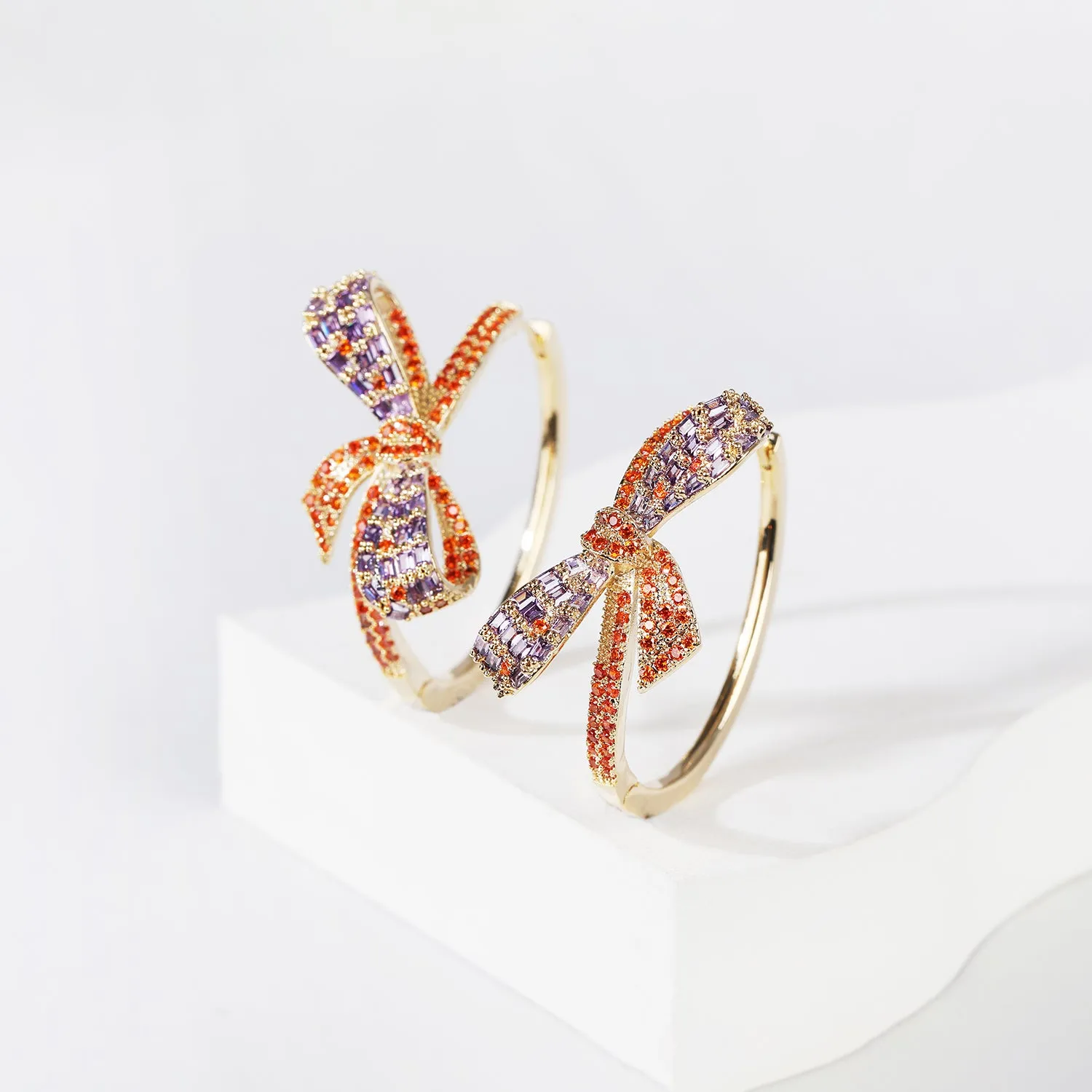 Bow Cubic Zircon Dangle Wedding Earring, Women Girl Accessories Jewelry CE11656