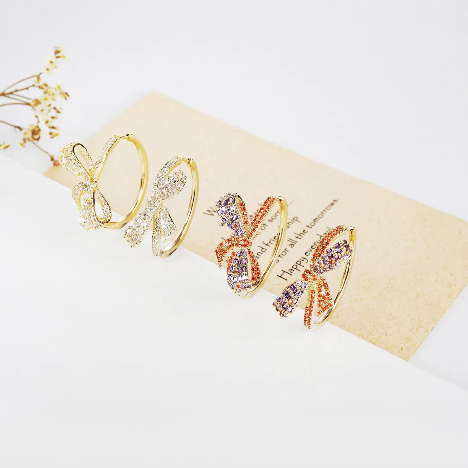 Bow Cubic Zircon Dangle Wedding Earring, Women Girl Accessories Jewelry CE11656
