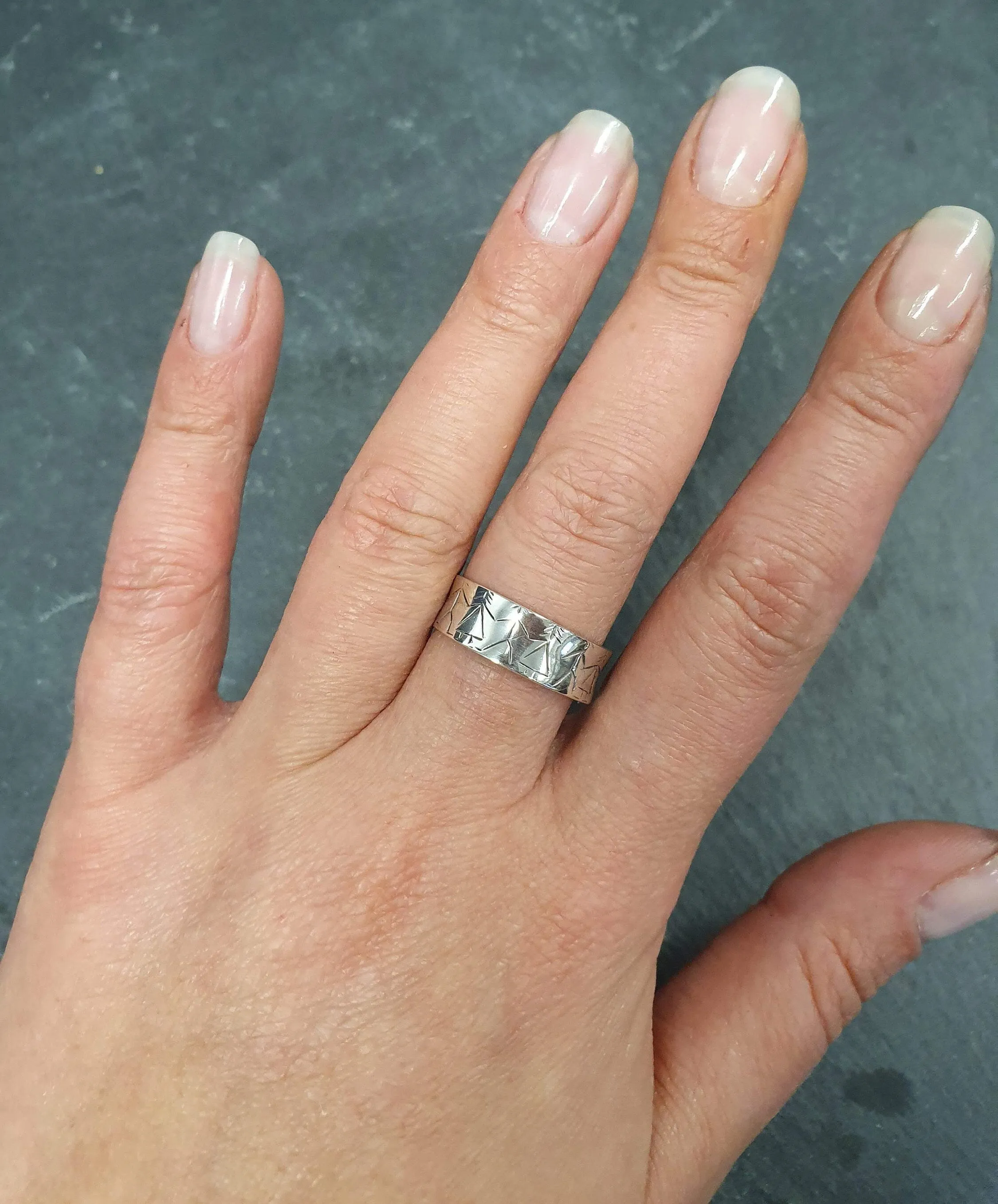 Boy and Girl Ring - Silver Couple Ring - Wide Silver Band