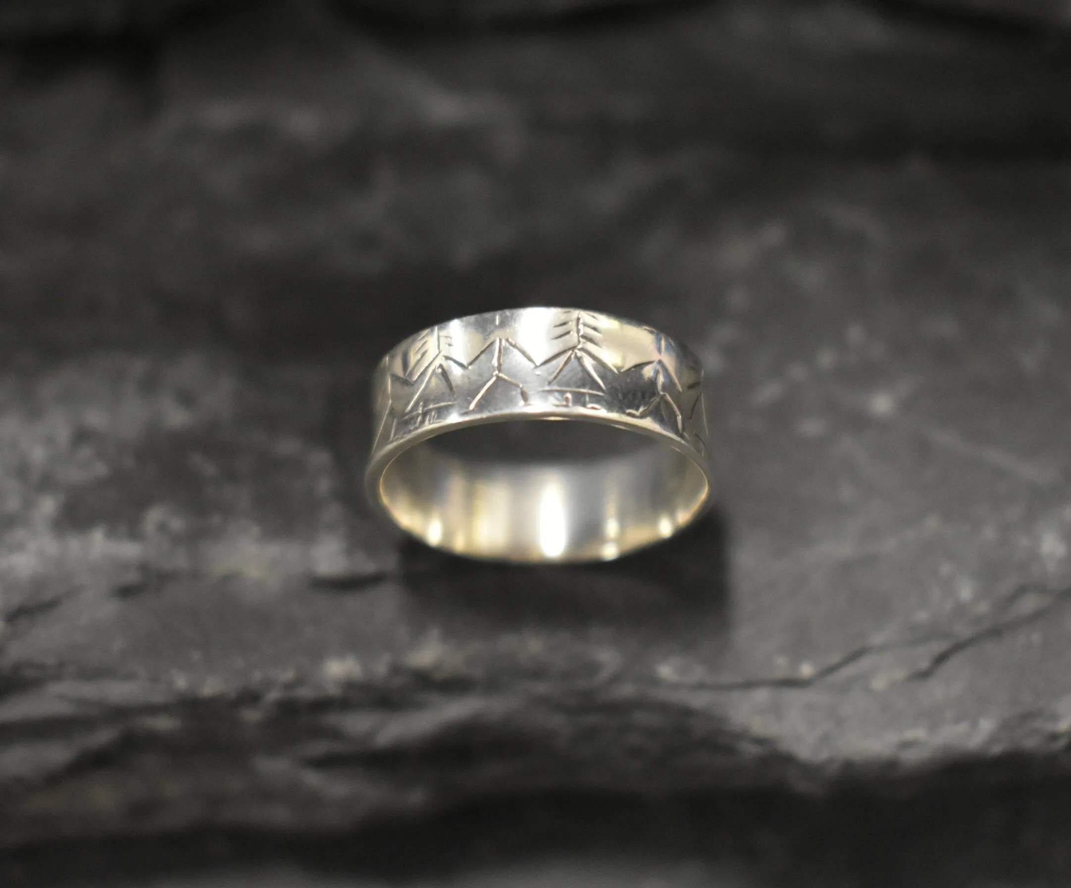 Boy and Girl Ring - Silver Couple Ring - Wide Silver Band
