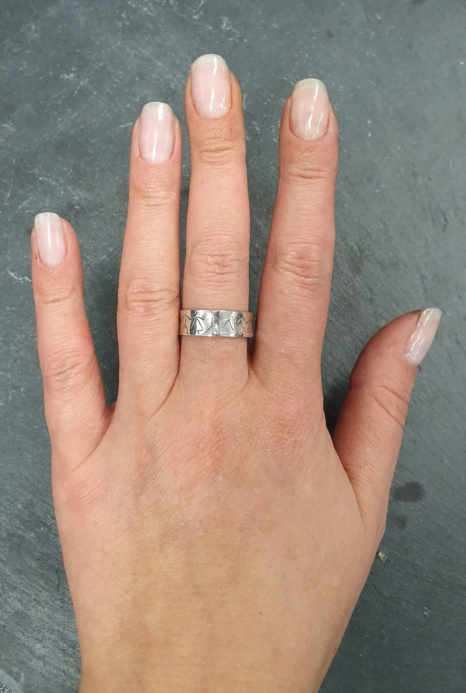 Boy and Girl Ring - Silver Couple Ring - Wide Silver Band
