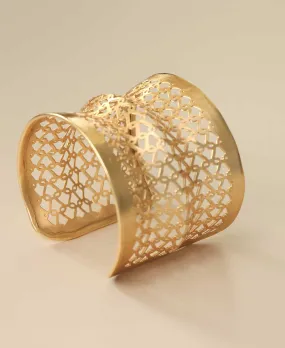 Brass Geometric Lattice Wide Cuff Bracelet
