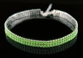 Bridal 3 Row Green Crystal Rhinestone Choker XC007