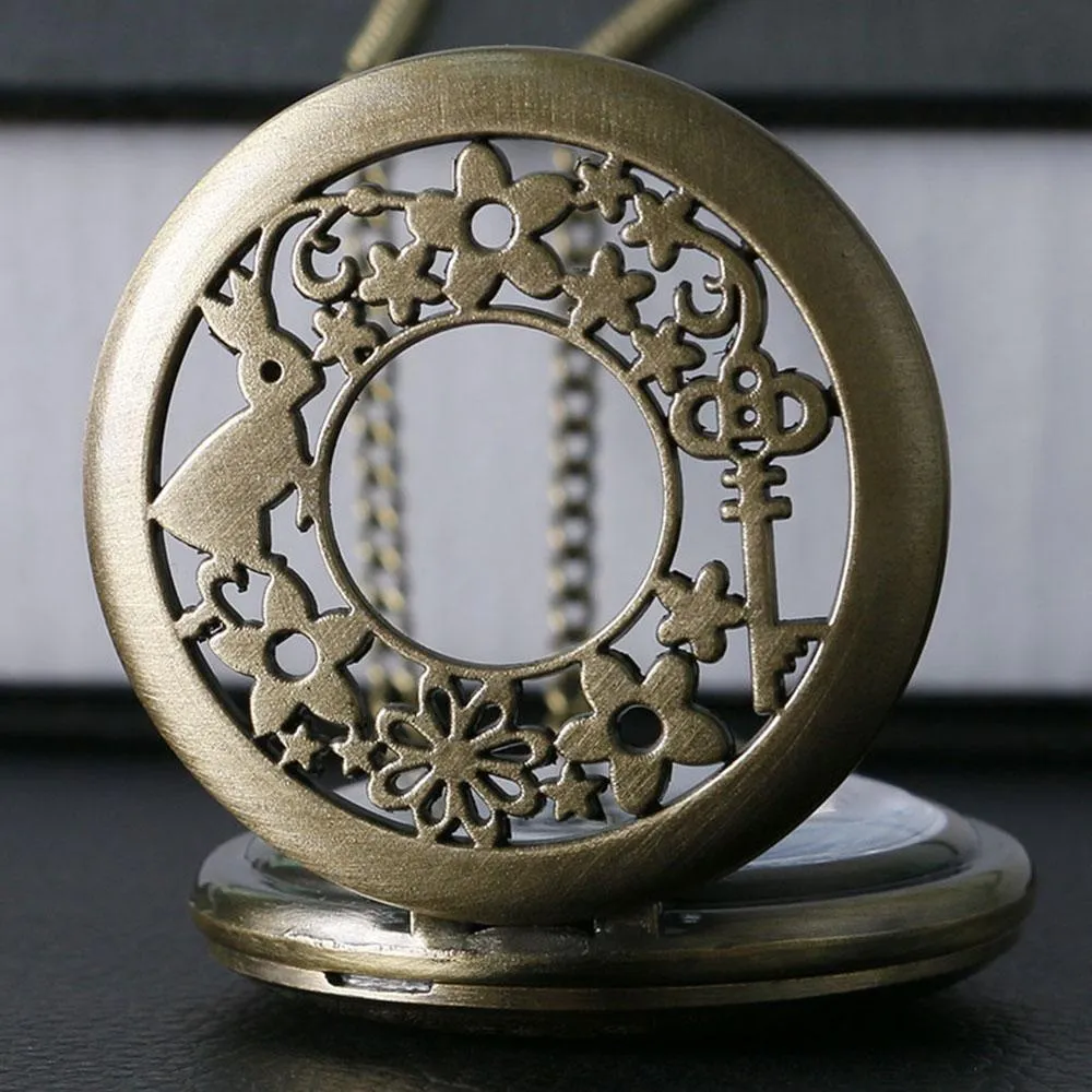 Bronze Quartz Half Hunter Pocket Watch - Alice's Rabbit