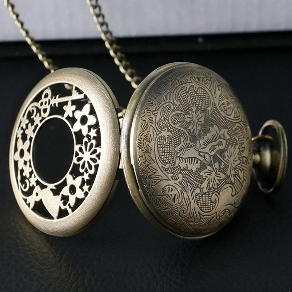 Bronze Quartz Half Hunter Pocket Watch - Alice's Rabbit