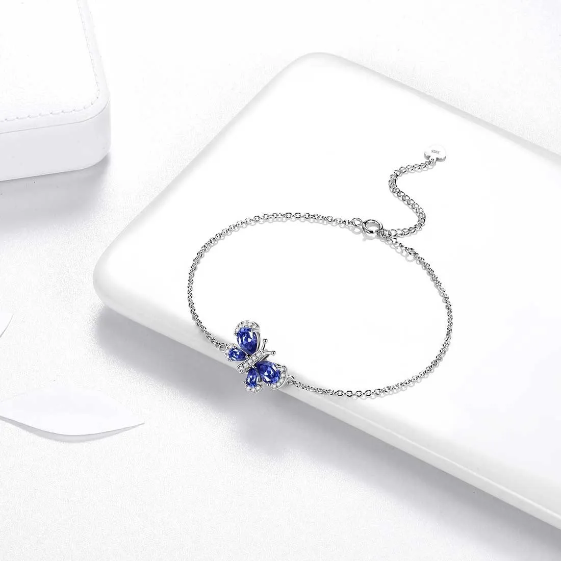 Butterfly Bracelet Birthstone December Tanzanite Crystal Women Girls Jewelry Birthday Gift