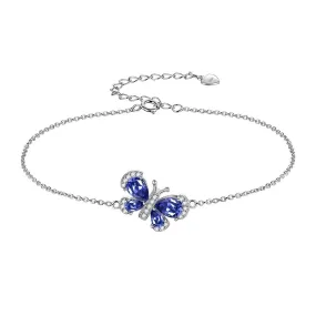 Butterfly Bracelet Birthstone December Tanzanite Crystal Women Girls Jewelry Birthday Gift