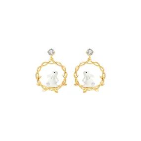 Caged Bunny Gold Earrings