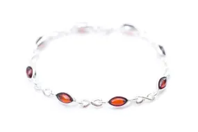Cherry Amber Infinity Bracelet - Stunning, Romantic Jewelry | Sterling Silver & Baltic Amber