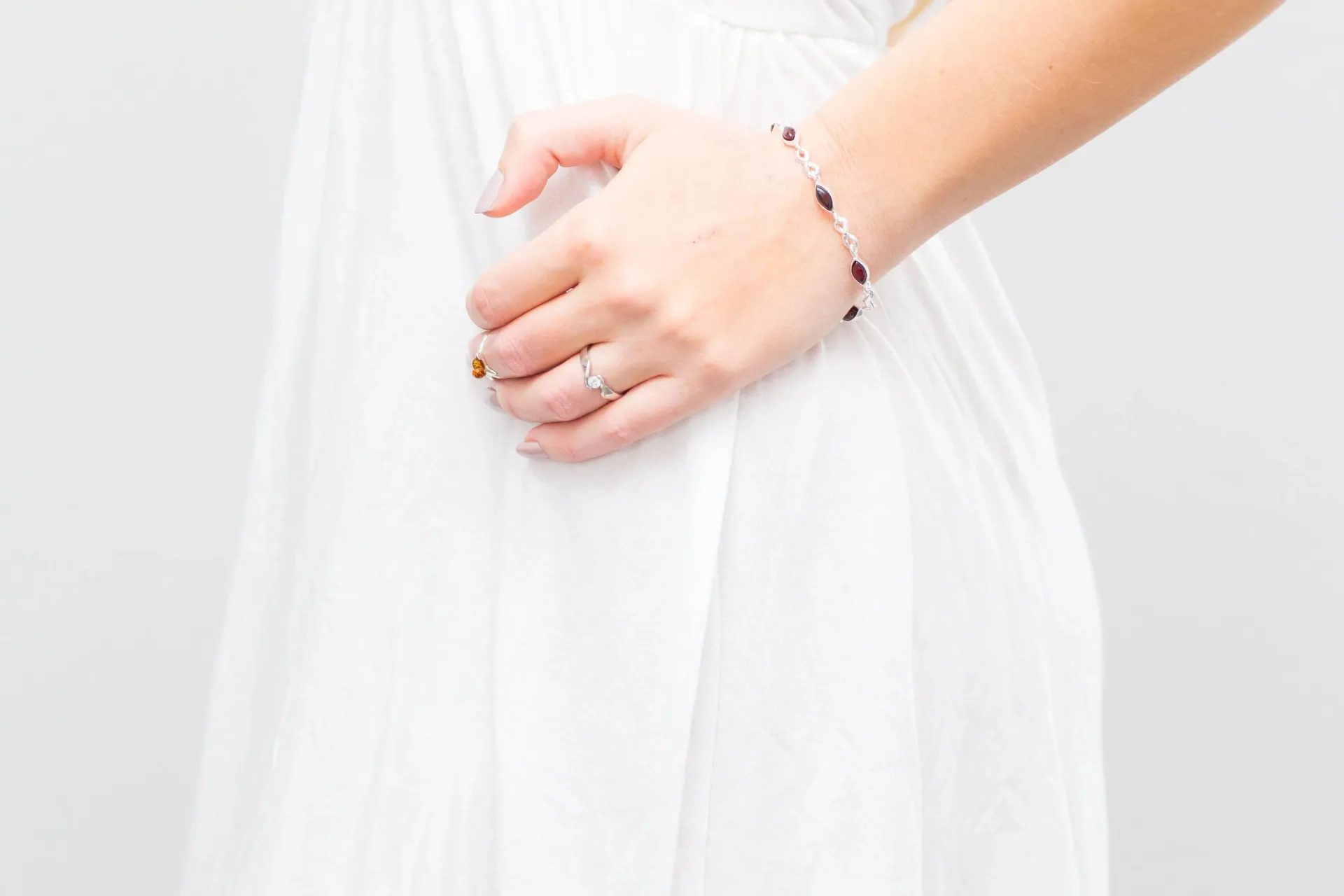 Cherry Amber Infinity Bracelet - Stunning, Romantic Jewelry | Sterling Silver & Baltic Amber