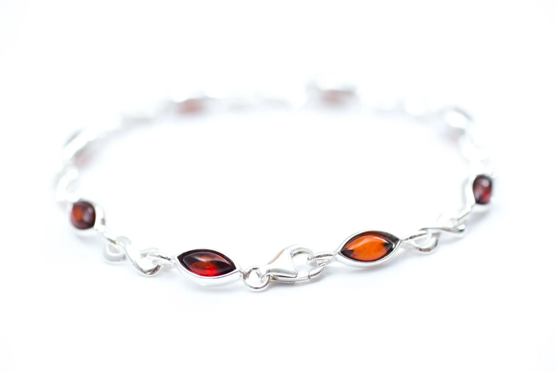 Cherry Amber Infinity Bracelet - Stunning, Romantic Jewelry | Sterling Silver & Baltic Amber