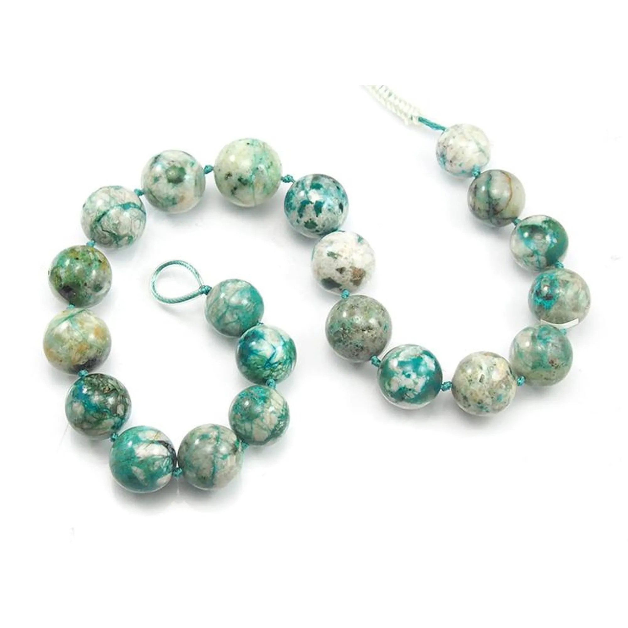 Chrysocolla Smooth Fine Round & Graduated Nugget Strand