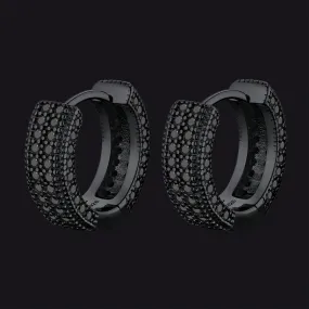 Chunky CZ Hoop Huggie Earrings Piercing for Men in Sterling Silver