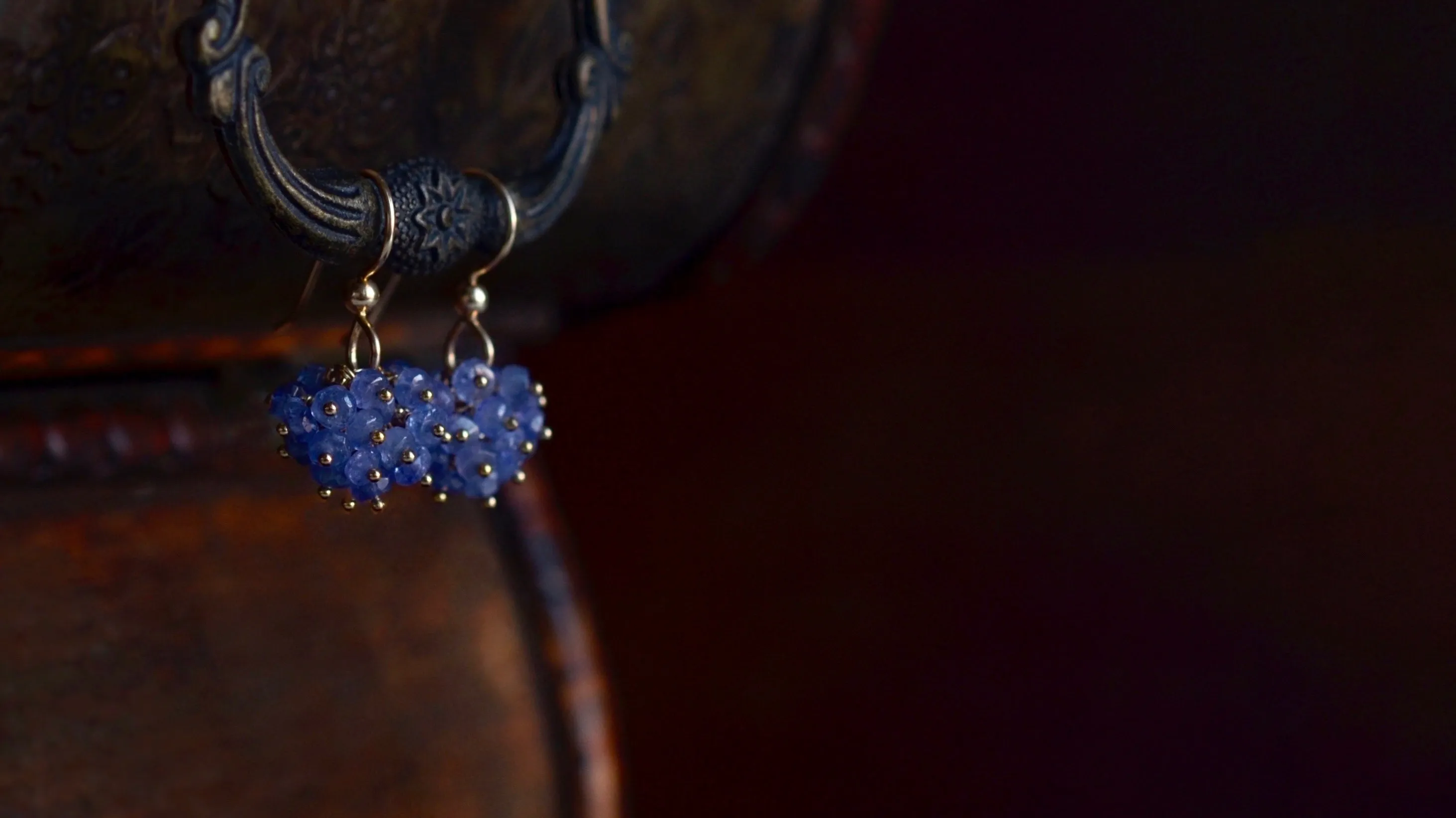 Claudia - Tanzanite, 14k Gold Filled Cluster Earrings