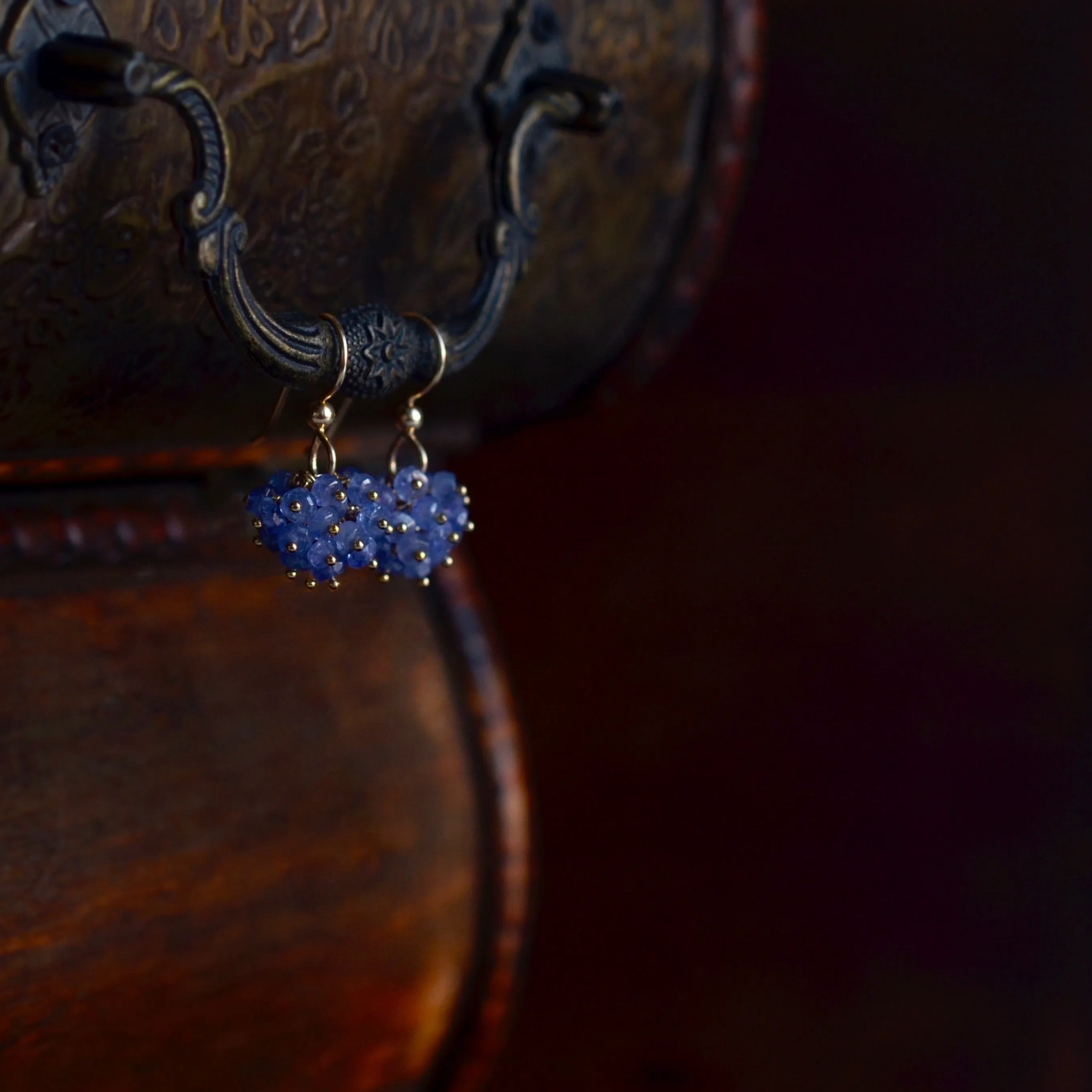 Claudia - Tanzanite, 14k Gold Filled Cluster Earrings