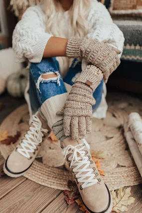 Cocoa Cloud Confetti Knit Tech Gloves in Beige