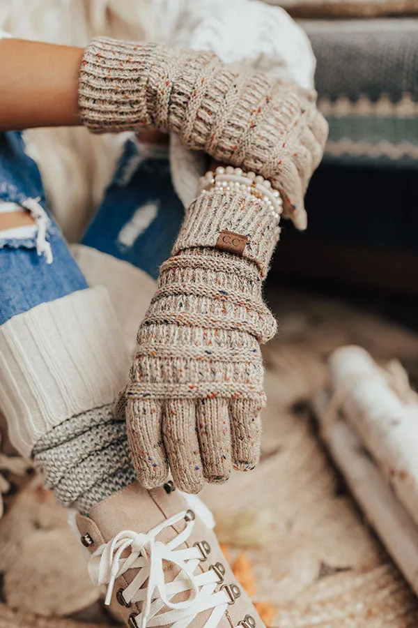 Cocoa Cloud Confetti Knit Tech Gloves in Beige