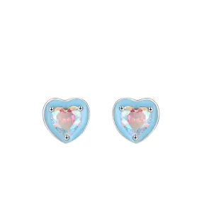 Colorful Zircon Heart-shaped Sterling Silver Earrings