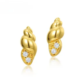 Conch Zircon Sterling Silver Stud Earrings