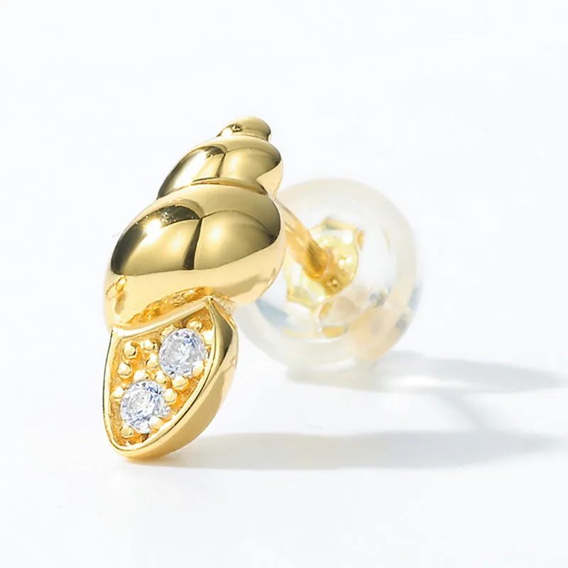 Conch Zircon Sterling Silver Stud Earrings