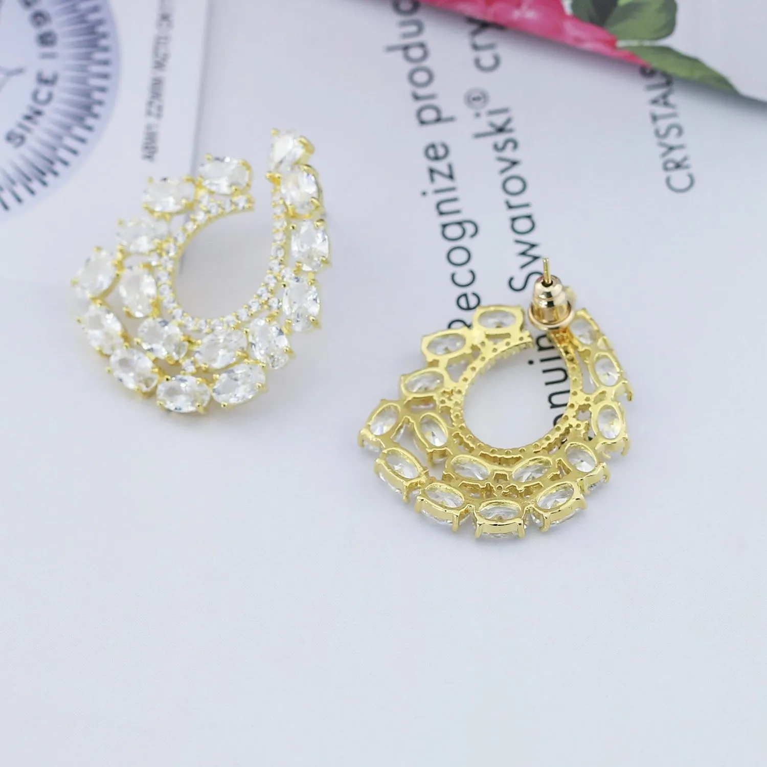 Cubic Zircon CZ Copper Wedding Dangle Wedding Earring  CE10776