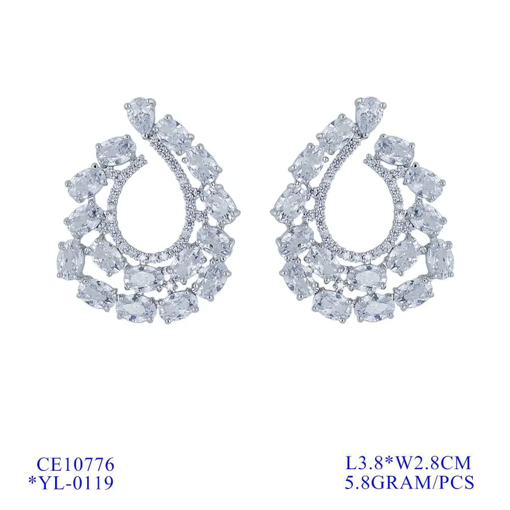 Cubic Zircon CZ Copper Wedding Dangle Wedding Earring  CE10776