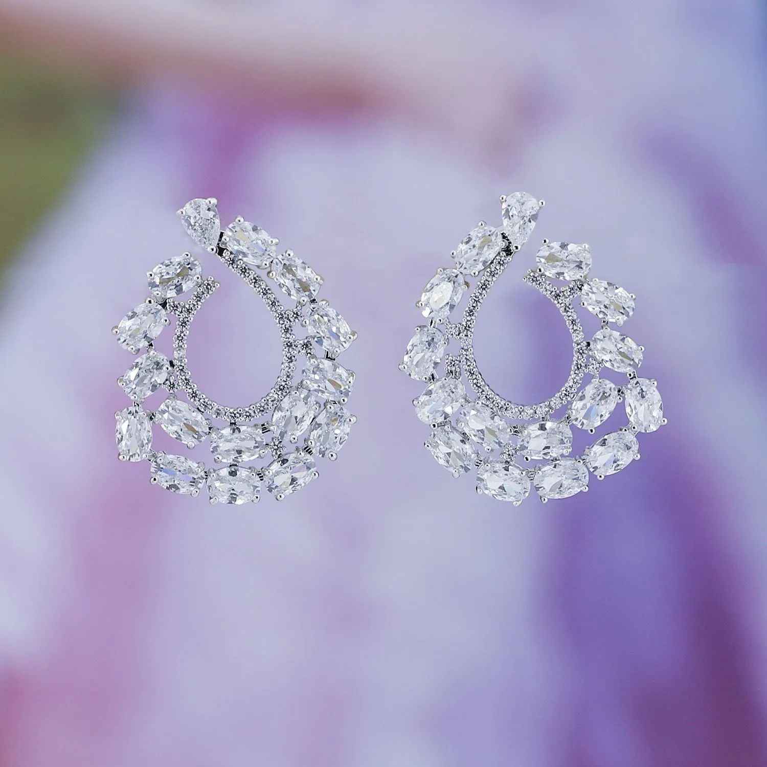 Cubic Zircon CZ Copper Wedding Dangle Wedding Earring  CE10776