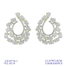 Cubic Zircon CZ Copper Wedding Dangle Wedding Earring  CE10776
