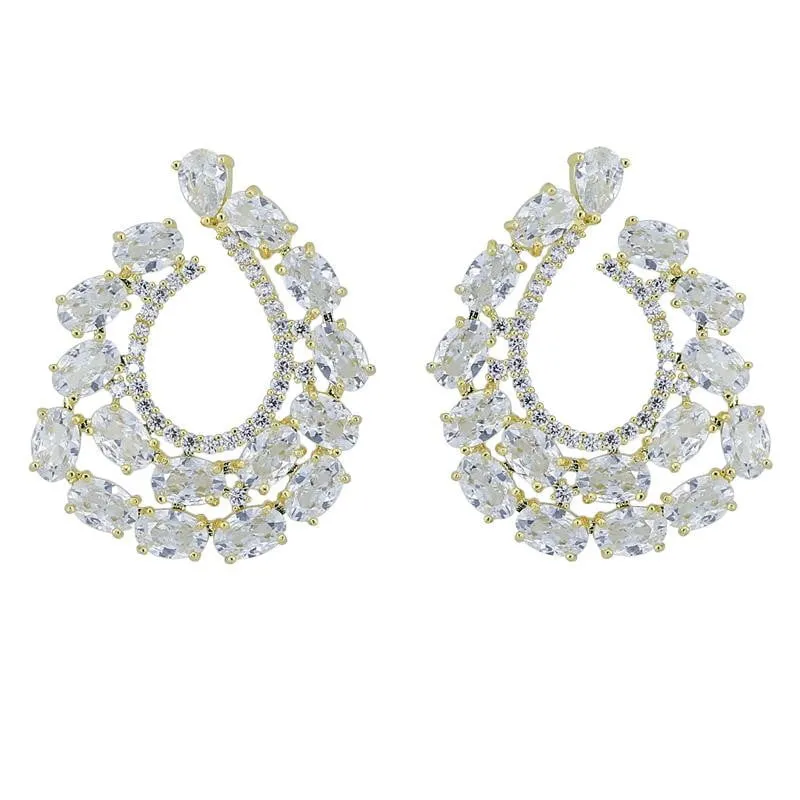 Cubic Zircon CZ Copper Wedding Dangle Wedding Earring  CE10776
