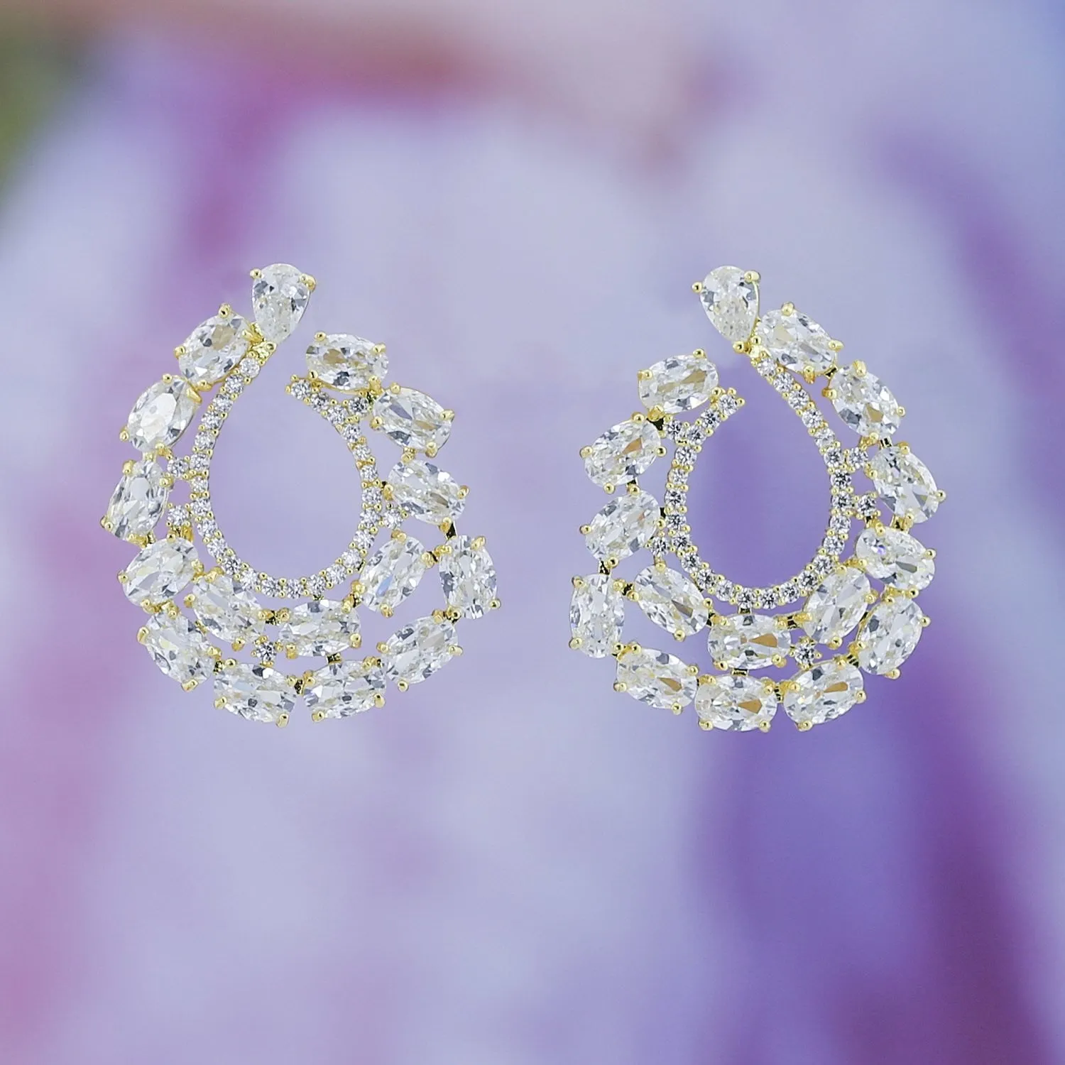 Cubic Zircon CZ Copper Wedding Dangle Wedding Earring  CE10776