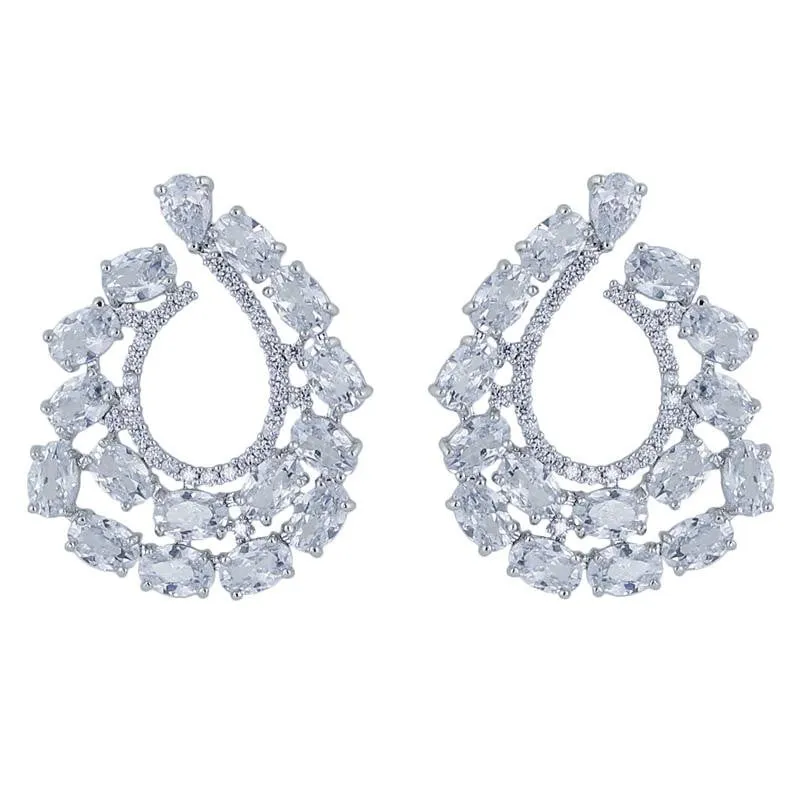 Cubic Zircon CZ Copper Wedding Dangle Wedding Earring  CE10776