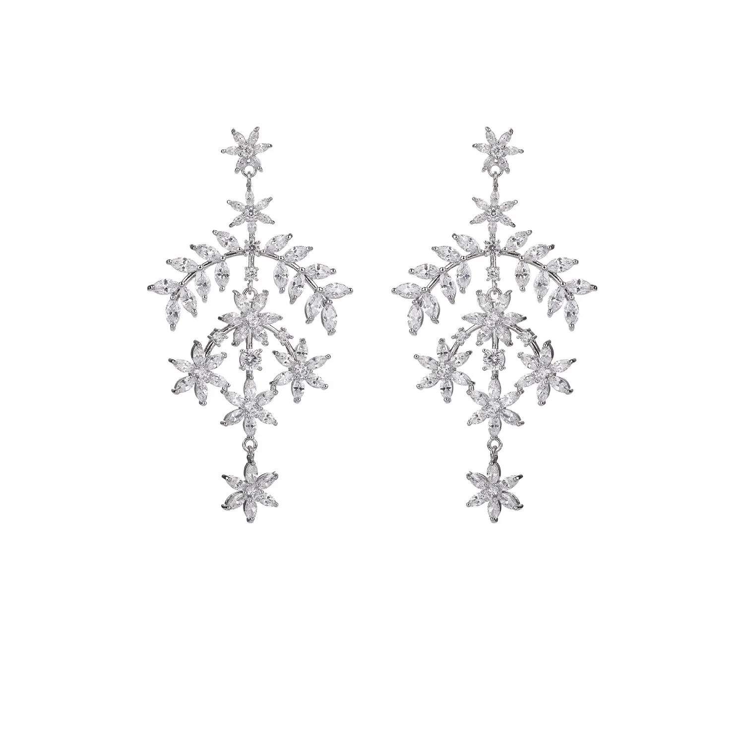 Cubic Zircon CZ Dangle Earrings for Wedding, Crystals Drop Earring for Bride, Women Girl Birthday Party Jewelry CE11426