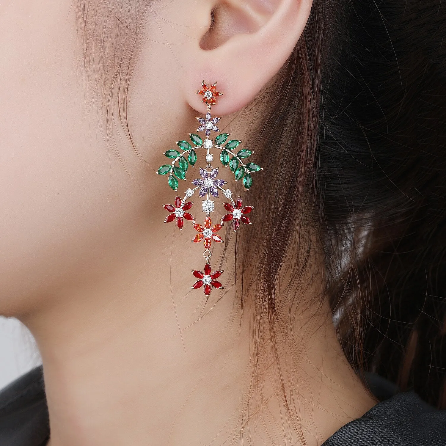 Cubic Zircon CZ Dangle Earrings for Wedding, Crystals Drop Earring for Bride, Women Girl Birthday Party Jewelry CE11426