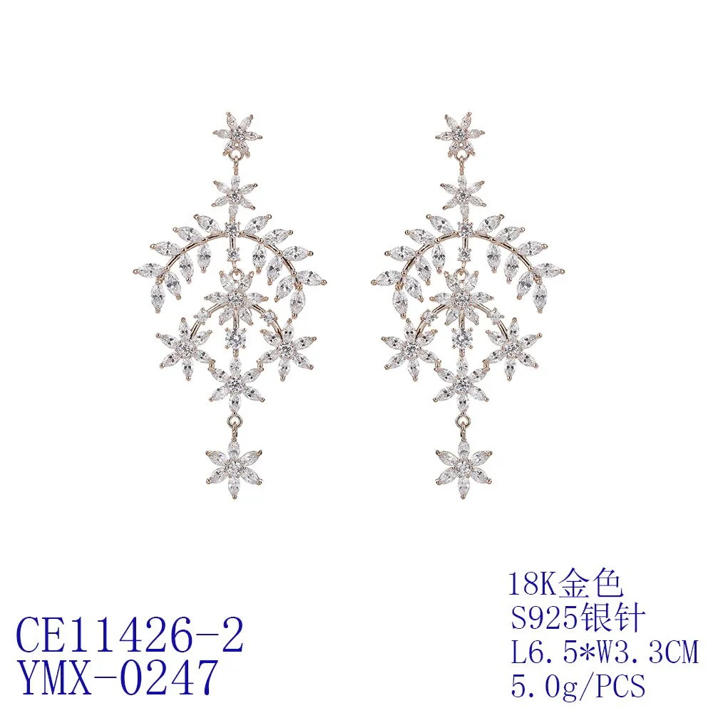 Cubic Zircon CZ Dangle Earrings for Wedding, Crystals Drop Earring for Bride, Women Girl Birthday Party Jewelry CE11426