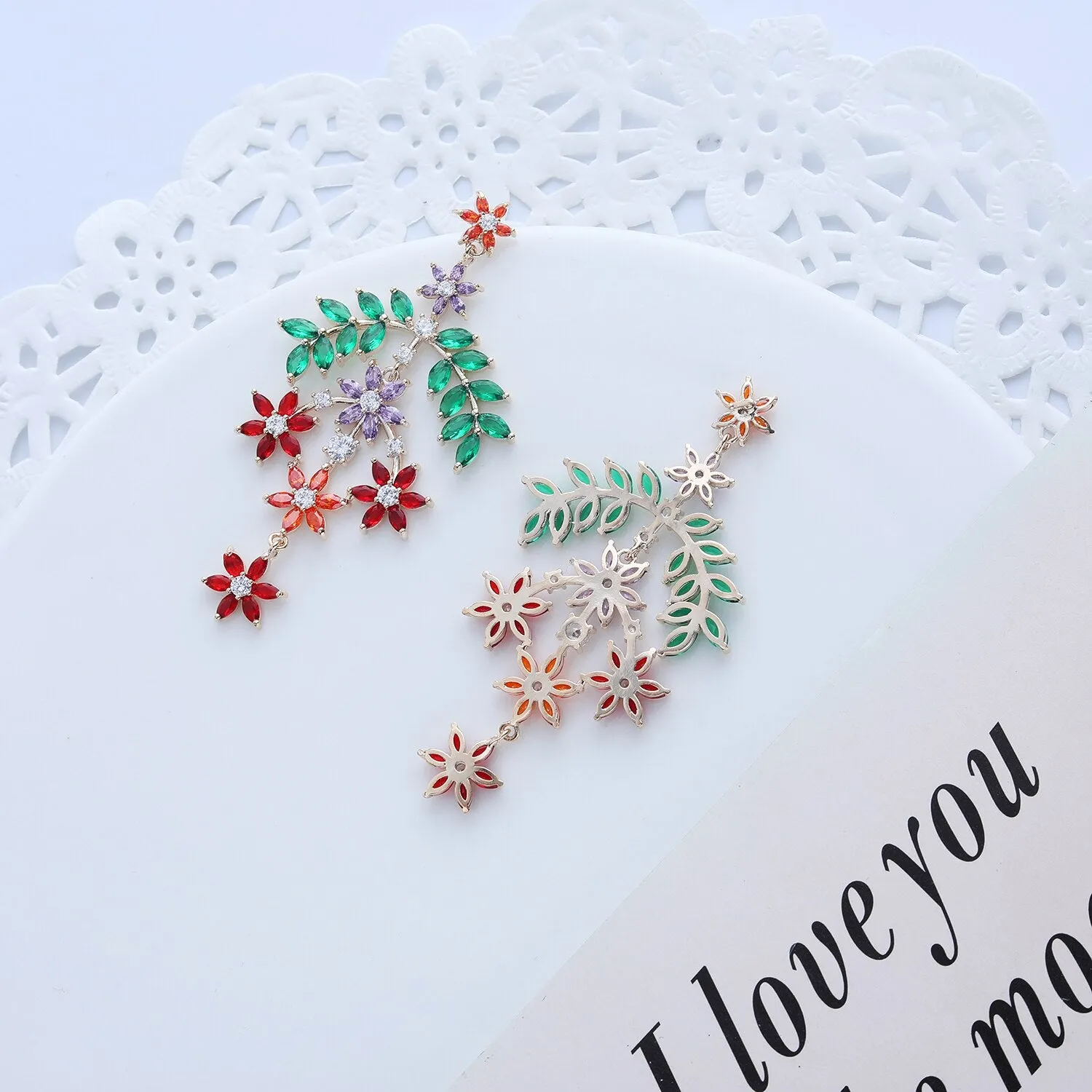 Cubic Zircon CZ Dangle Earrings for Wedding, Crystals Drop Earring for Bride, Women Girl Birthday Party Jewelry CE11426
