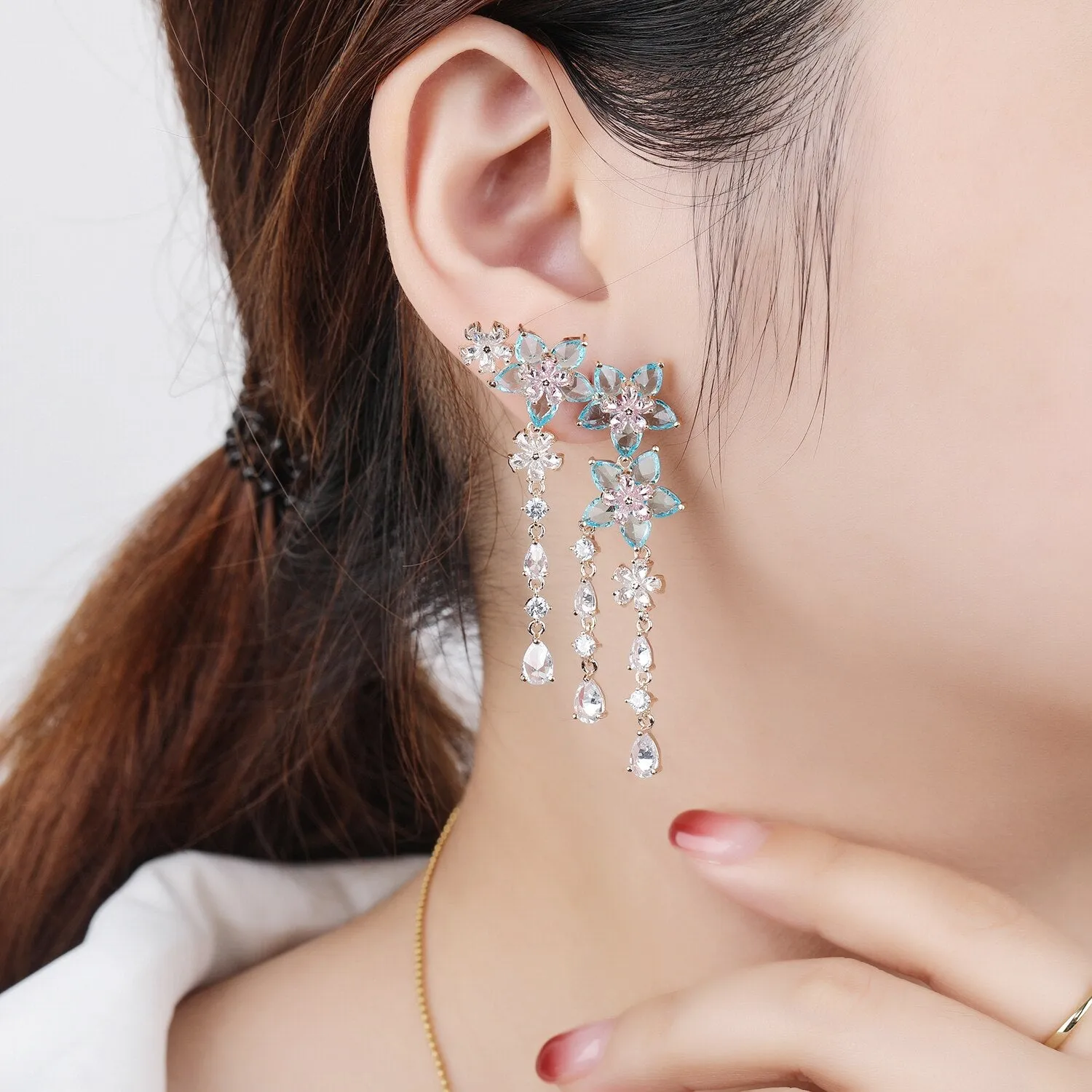 Cubic Zircon CZ Dangle Earrings for Wedding, Crystals Earring for Bridal, Women Girl Birthday Party Jewelry CE11433