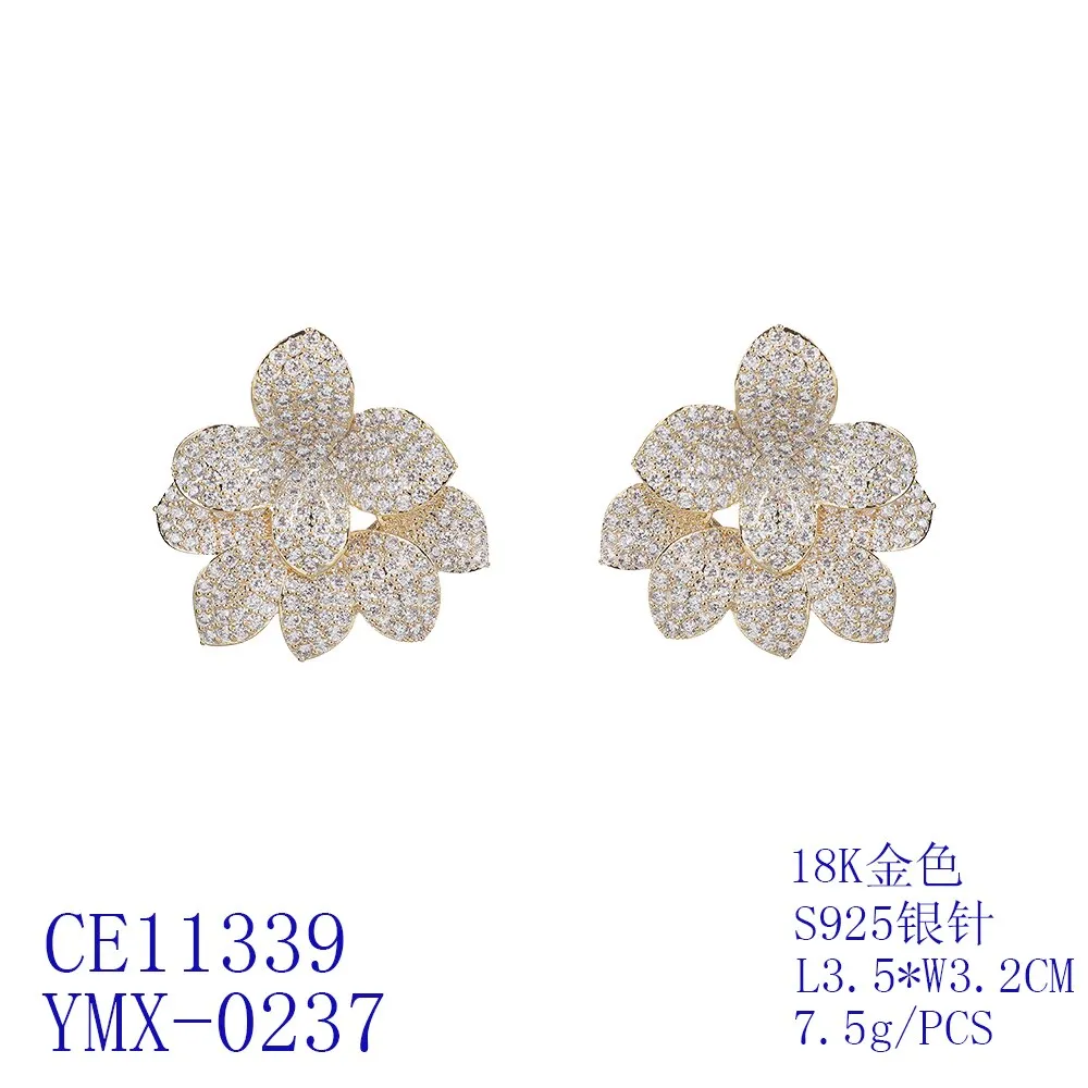 Cubic Zircon CZ Flower Earrings for Wedding, Crystals Earring for Bride, Women Girl Birthday Party Jewelry CE11339